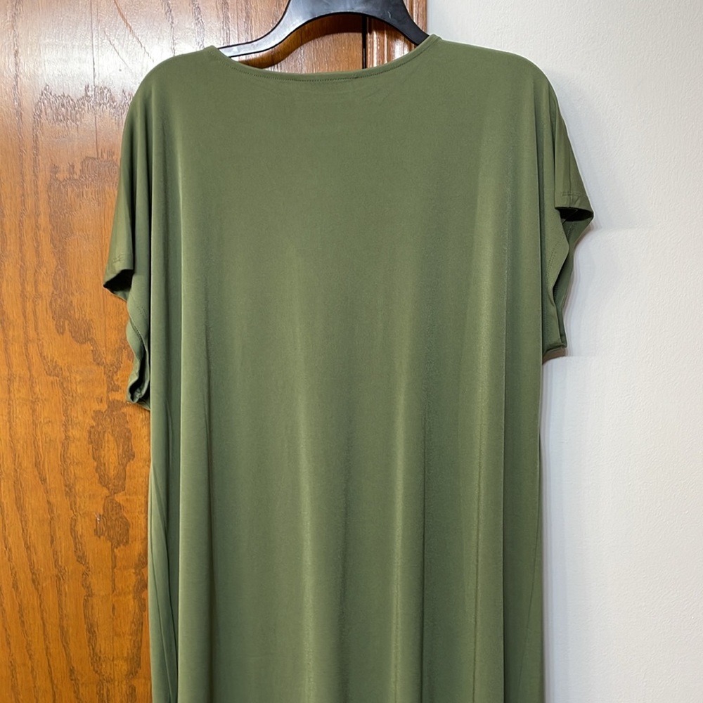 LANE BRYANT UEC Size 18/20 V-Neck Pleat-Front Jersey Midi Dress Green - Picture 12 of 13